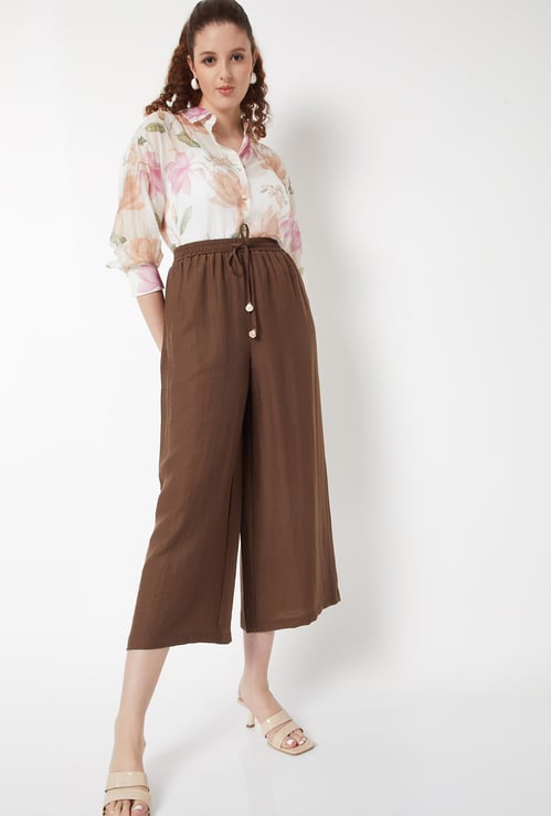 Women Solid Wide Leg Palazzos