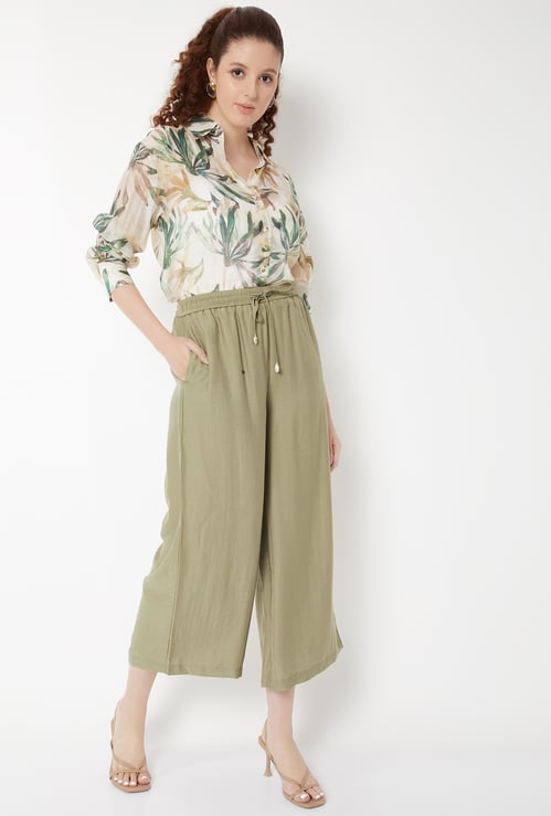 Women Solid Wide Leg Palazzos