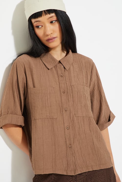 ALAYA F x URB_N  Women Textured Boxy Fit Shirt
