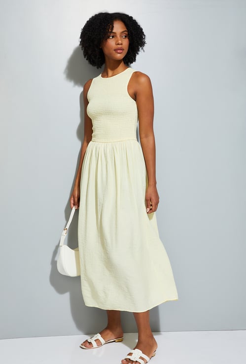 URB_N Women Smocked Maxi Dress