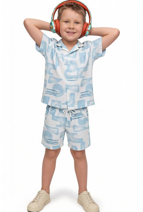 Boys Printed Shorts Set