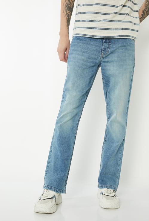 Men Washed Bootcut Jeans