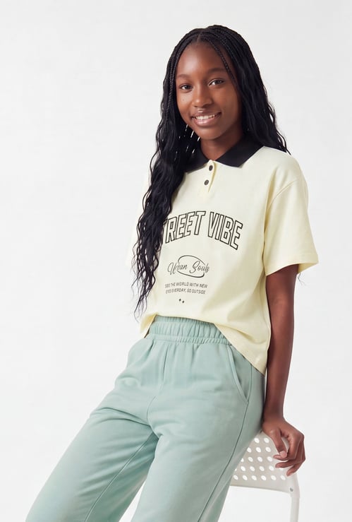 Girls Printed Polo T-shirt