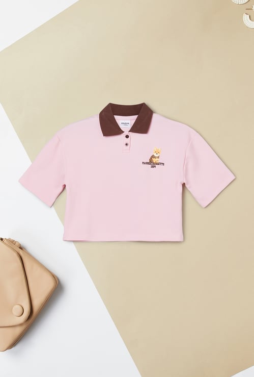 Girls Printed Polo T-shirt