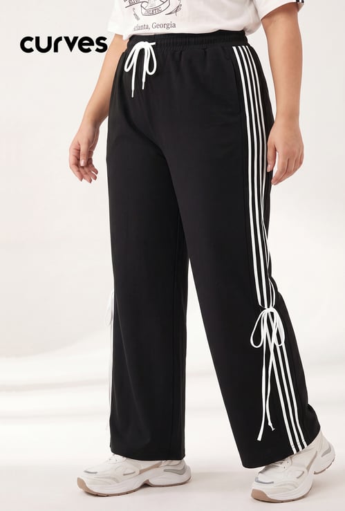 Women Striped Wide Leg Track Pants