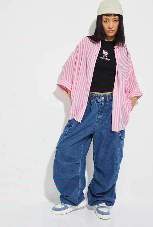ALAYA F x URB_N Women Striped Oversized Shirt