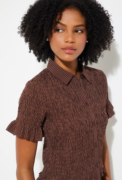 URB_N Women Smocked Comfort Fit Shirt