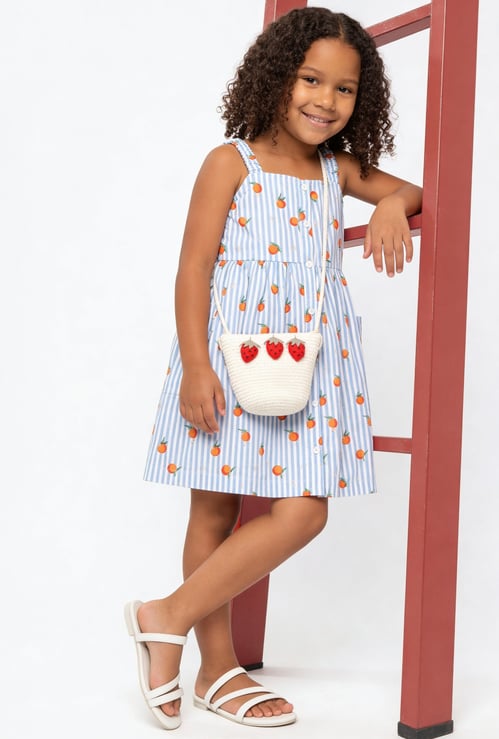 Girls Striped Printed Dress