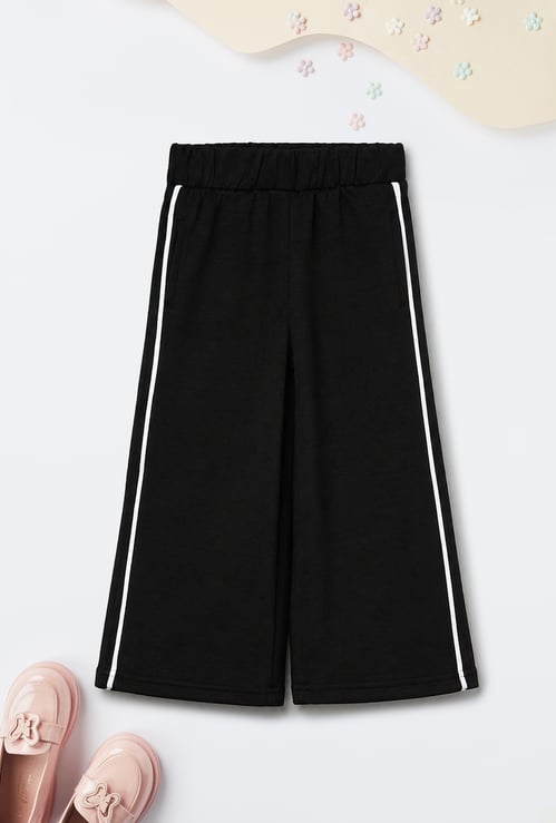 Girls Side Striped Wide Leg Track Pants
