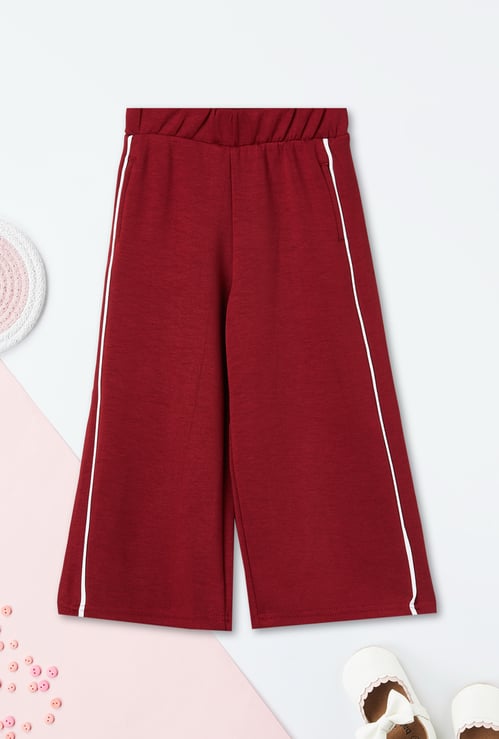 Girls Side Striped Wide Leg Track Pants