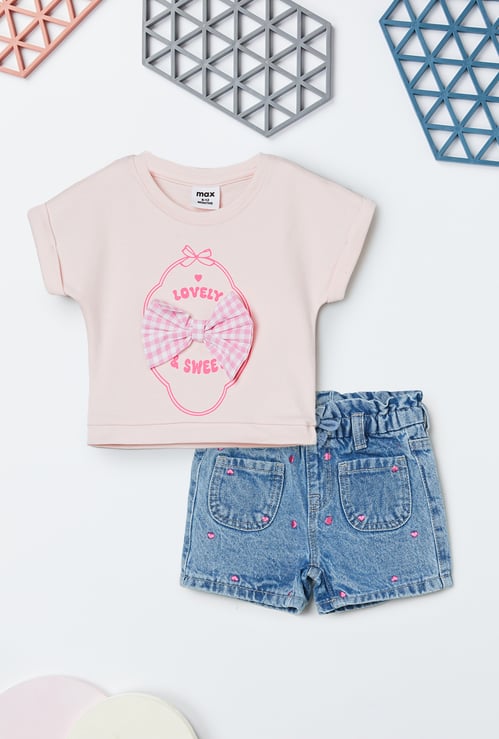 Girls Embroidered Shorts Set