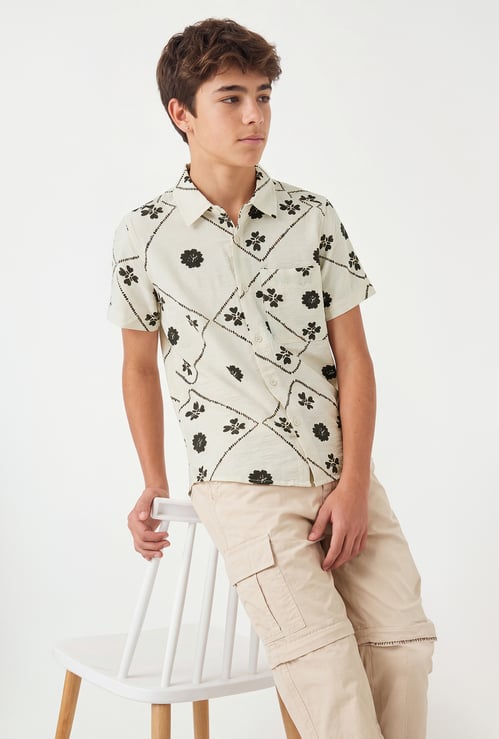 Boys Floral Printed Shirt