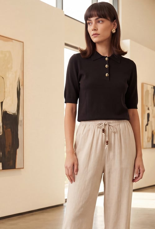 Women Solid Polo T-shirt