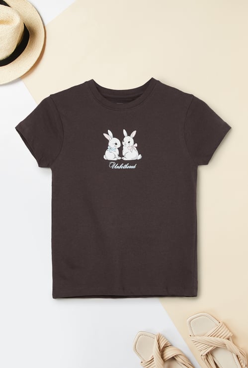 Girls Bunny Printed T-shirt