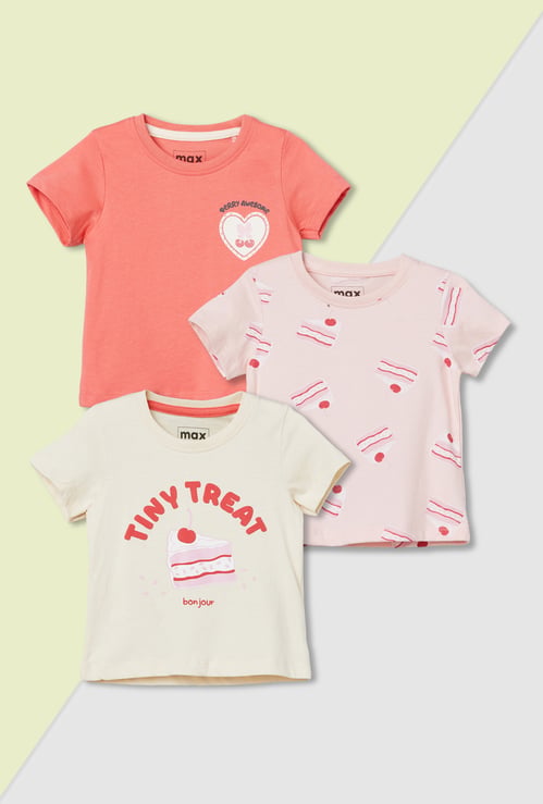 Girls Printed T-shirts - Pack of 3