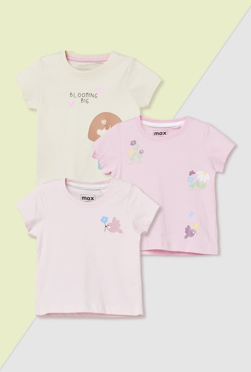 Girls Printed T-shirt - Pack of 3