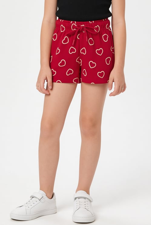 Girls Heart Print Shorts
