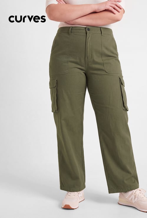 Men Solid Cargo Jeans