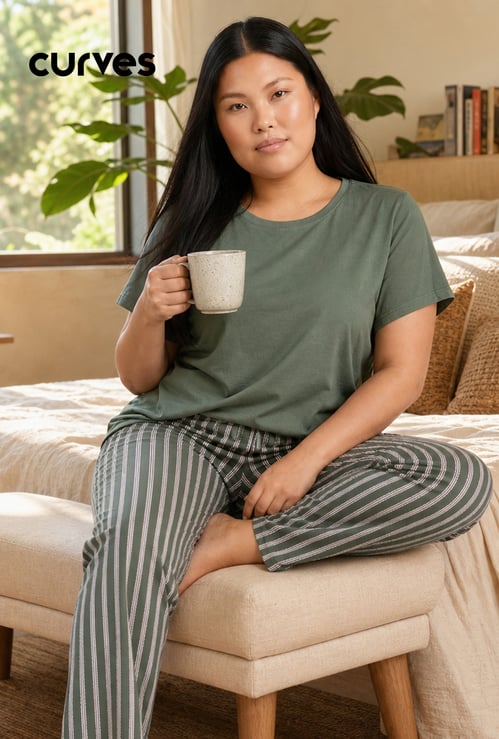 Women Striped PJ Set