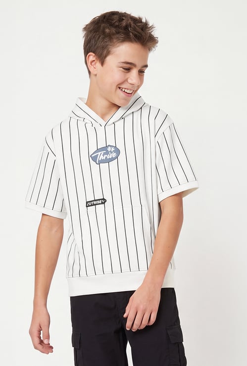 Boys Striped Hooded T-shirt