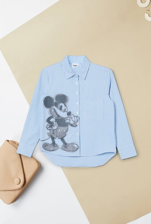 Girls Mickey Striped Shirt