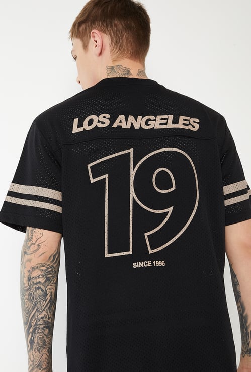 Men Back Print Mesh Sports T-shirt