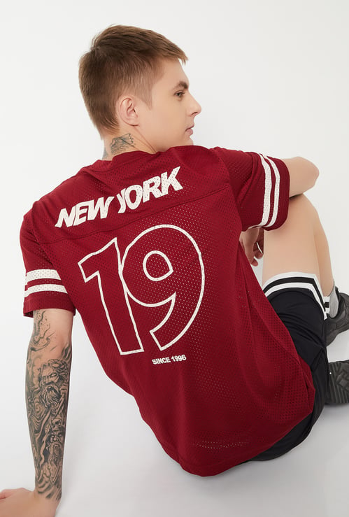 Men Back Print Mesh Sports T-shirt