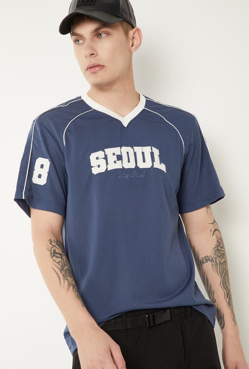 Men Applique Sports T-shirt