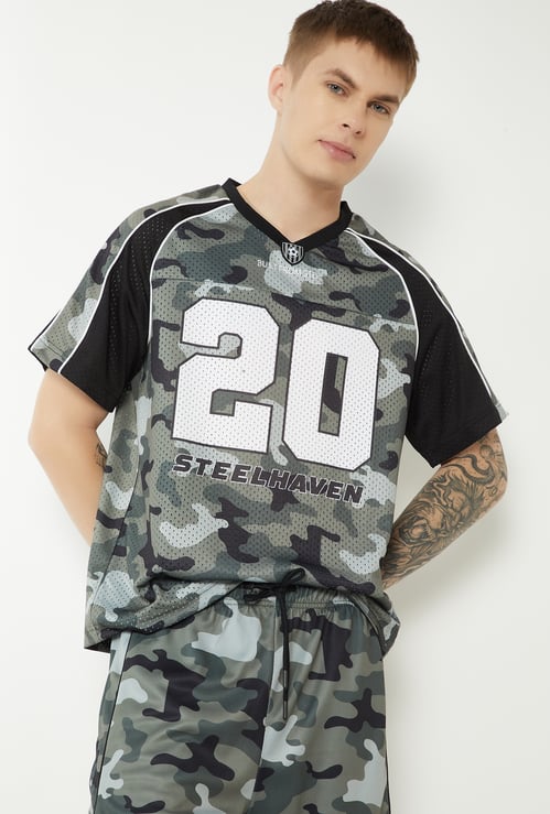 Men Camouflage Printed Sports T-shirt