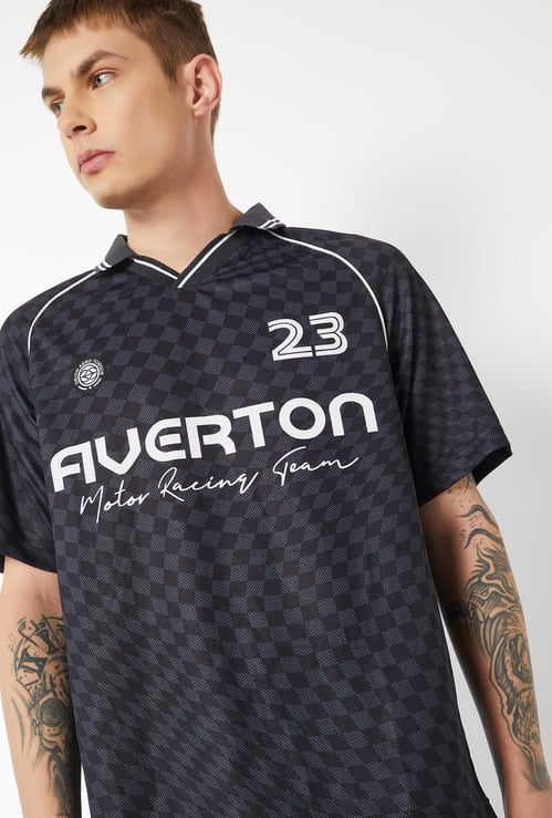 Men Printed Sports Polo T-shirt