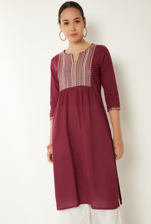 Women Embroidered Yoke A-line Kurta