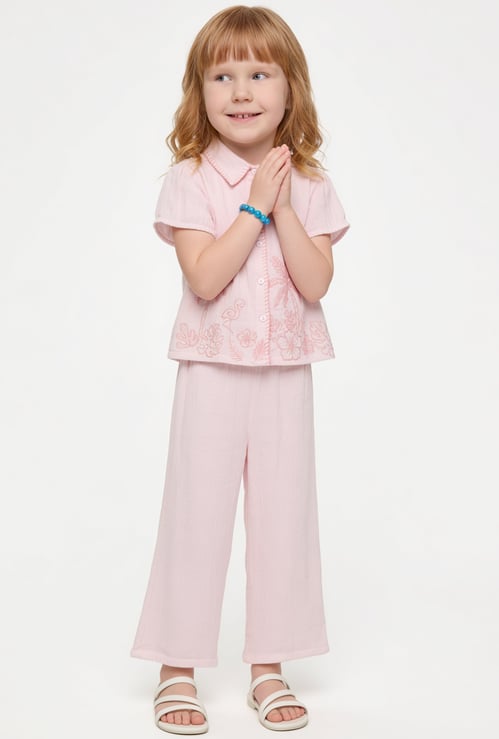 Girls Embroidered Trousers Set