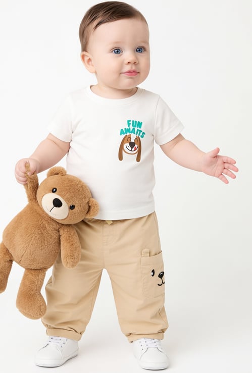 Boys Embroidered Relaxed Fit Trousers