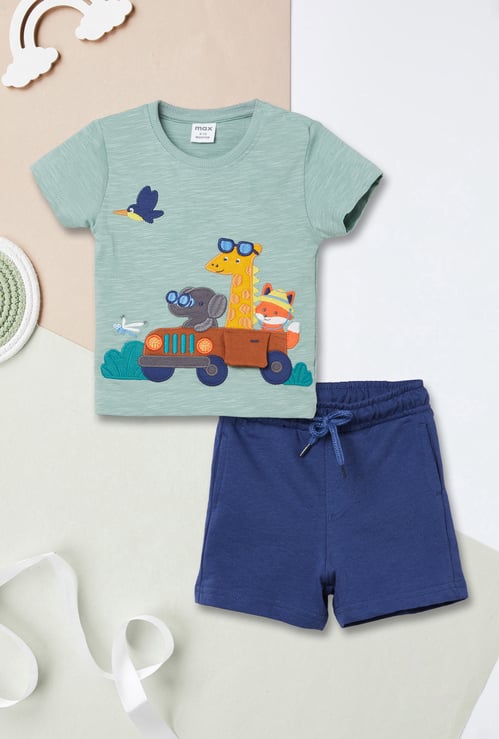 Boys Embroidered T-shirt and Shorts Set