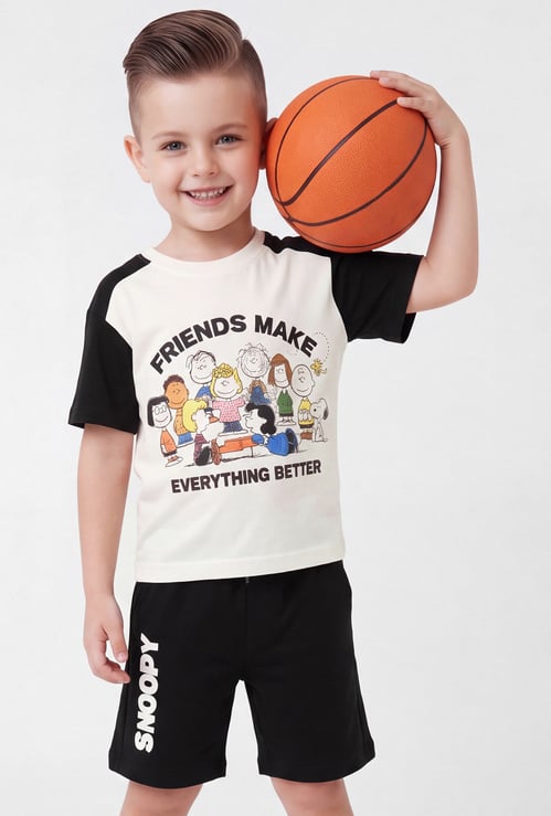 Boys Snoopy Printed Shorts Set