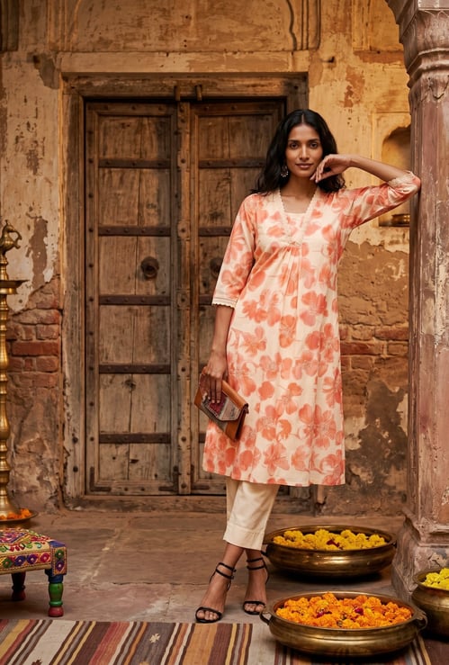Women Floral Print A-line Kurta Set