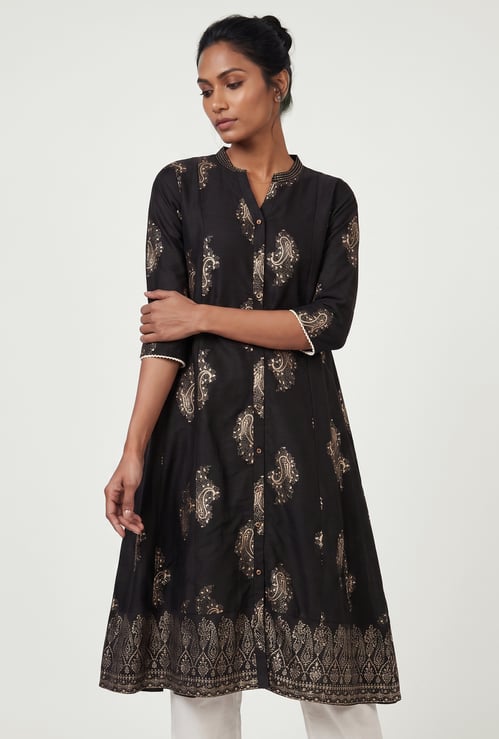 Women Foil Print Anarkali Kurta