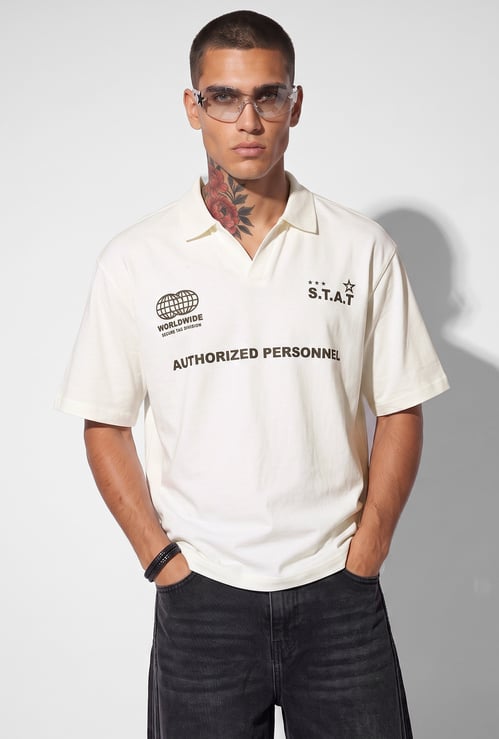 URB_N Men Oversized Printed Polo T-shirt