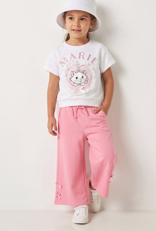 Girls Marie Character Print T-shirt with Trousers Set