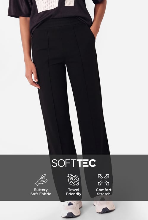 Women Pintuck Wide Leg Sports Track Pants