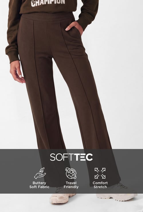 Women Pintuck Wide Leg Sports Track Pants