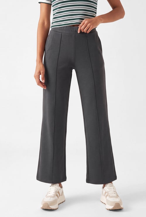 Women Pintuck Wide Leg Sports Track Pants