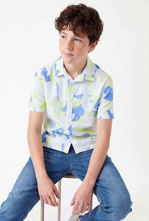 Boys Printed Oversized Shirt