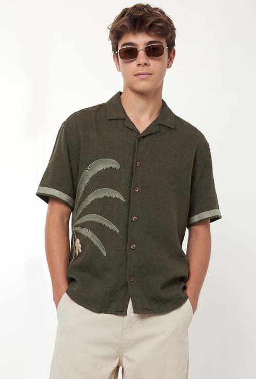 Boys Embroidered Oversized Shirt