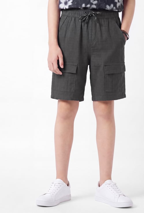 Boys Solid Cargo Shorts