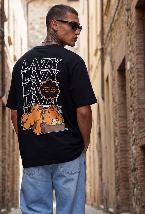 URB_N Men Oversized Garfield Printed T-shirt