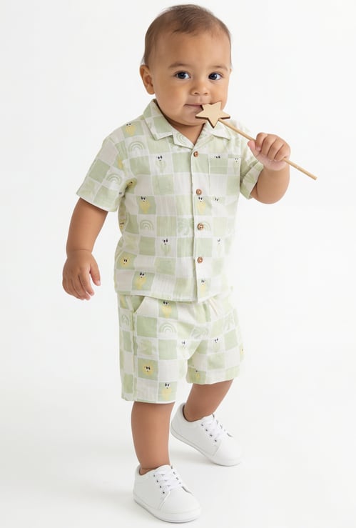 Boys Printed Shirt and Shorts Set