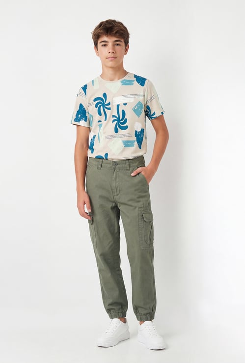 Boys Solid Cargo Joggers