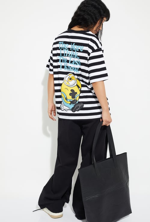 Women Minions Striped T-shirt