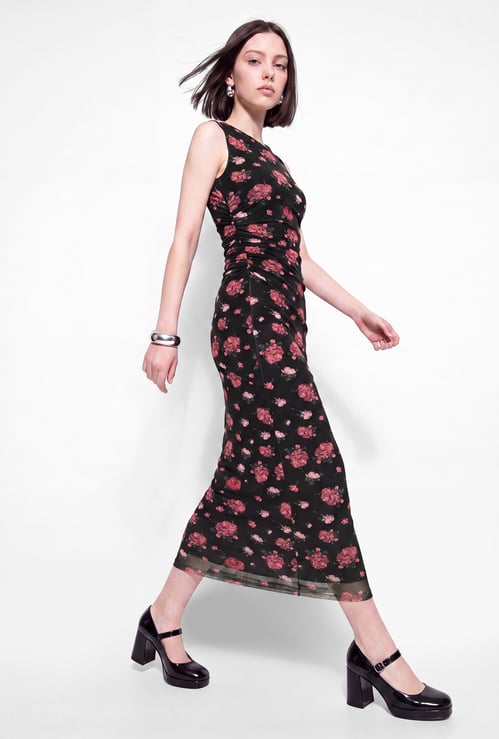 Women Floral Print Bodycon Dress